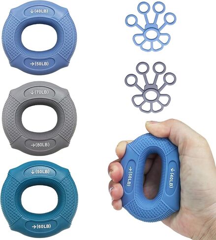Grip strength trainer Hand grip strengthener, Forearm exerciser, Workout Set for Hand and Wrist Muscle Trainer Stress Relief, Silicone Ring for Muscle Training, Sports, Rock Climbing and Fitness. in Saudi Arabia