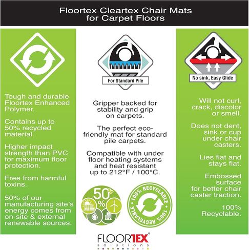 Floortex® Cleartex® Enhanced Polymer Rectangular Chair Mat for Carpets up to 3/8" - 48" x 60" in Saudi Arabia