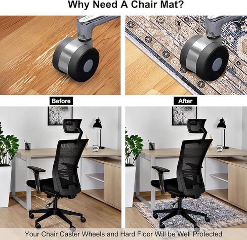 حصيرة كرسي مكتب Anidaroel للأرضيات الصلبة والبلاط، 35 بوصة × 47 بوصة حصيرة كرسي الكمبيوتر للكرسي المتدحرج، سجادة كرسي المكتب، سجادة منخفضة الوبر، سجادة واقية للأرضية مضادة للانزلاق in Kuwait