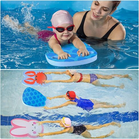 Deekin 6 Pcs Kids Cartoon Swimming Kickboard Summer Turtle Octopus Crab Rabbit Fishtail Shark Kickboard Learn Swim Kick Board Swimming Training Aid for Children Party Favor Pool Exercise Beach in Saudi Arabia