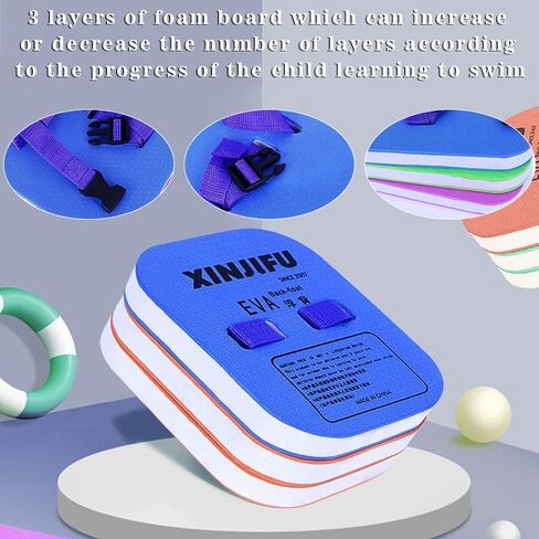 حزام السباحة العائم الخلفي والتمارين الرياضية المائية واللياقة البدنية المائية ومعدات تدريب السباحة مع طبقات قابلة للتعديل للأطفال المبتدئين في السباحة (لون عشوائي) in Kuwait