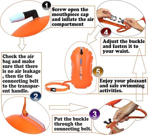 2 Pack Swim Buoy Float, Pool Floats Adult, Swimming Bubble Safety Float with Adjustable Waist Belt (Orange/Neonyellow) in Kuwait