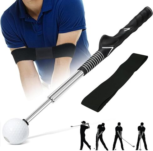 Retractable Golf Swing Trainer - Golf Swing Training Aid for Warm-up Non-slip Golf Grip Trainer Strength & Tempo Training Right-handed Golf Training Club for Indoor & Outdoor Golf Swing Practice in Saudi Arabia