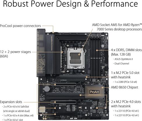 اللوحة الأم ASUS ProArt B550-Creator AMD (Ryzen 5000/3000) ATX (Thunderbolt™ 4، Dual M.2، PCIe 4.0، Dual 2.5 Gb Lan، DisplayPort/HDMI، USB 3.2 Gen 2 Type-A وType-C، ورؤوس RGB) in Kuwait