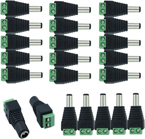 10 Pairs DC Connector Plug12V Barrel Power BNC Jack Adapter Connector 5.5 X 2.1mm Male+Female for CCTV Camera led Terminal Connector in Saudi Arabia