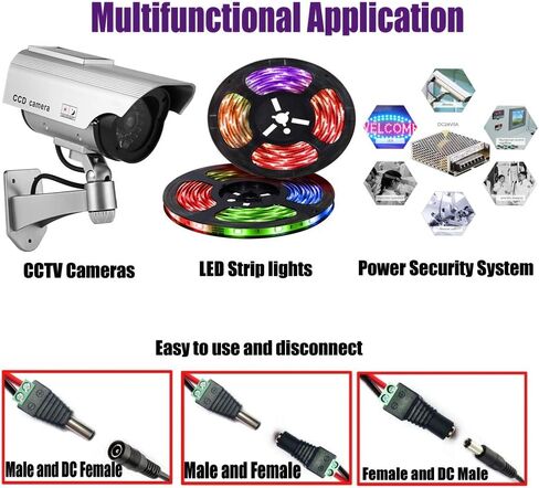 10 Pairs DC Connector Plug12V Barrel Power BNC Jack Adapter Connector 5.5 X 2.1mm Male+Female for CCTV Camera led Terminal Connector in Saudi Arabia