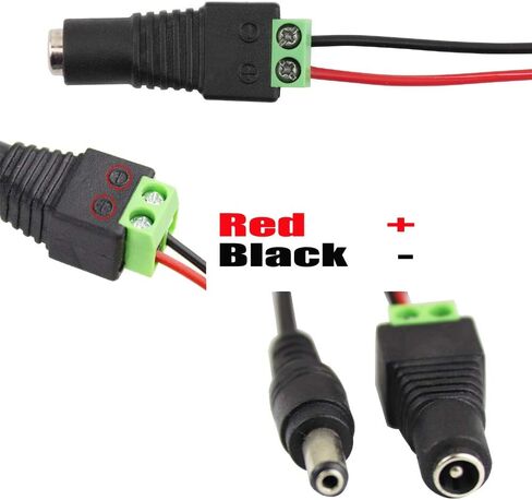 10 Pairs DC Connector Plug12V Barrel Power BNC Jack Adapter Connector 5.5 X 2.1mm Male+Female for CCTV Camera led Terminal Connector in Saudi Arabia