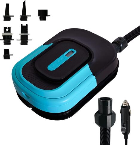 مضخة هواء كهربائية محمولة من FunWater SUP، 16 رطل لكل بوصة مربعة، ضاغط هواء للوحة التجديف، خيمة قابلة للنفخ، قارب، حمام سباحة، مضخة مجداف مع 6 فوهات in Saudi Arabia