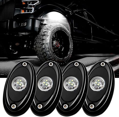 Rock Lights 4pcs White Rock Lights, Led Rock Lights for Jeep Truck Car Offroad ATV UTV SUV Boat Waterproof - 12V Rock Lights in Saudi Arabia