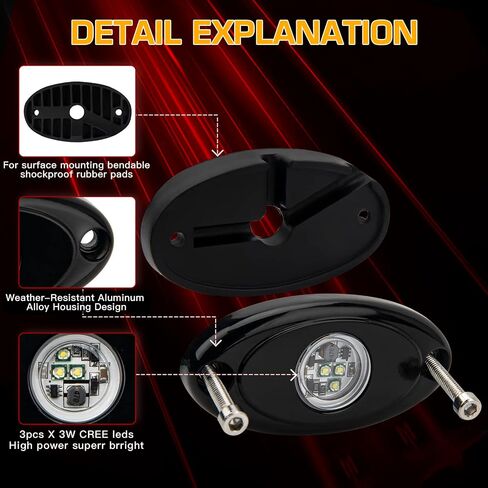 Rock Lights 4pcs White Rock Lights, Led Rock Lights for Jeep Truck Car Offroad ATV UTV SUV Boat Waterproof - 12V Rock Lights in Saudi Arabia