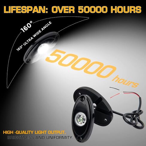 Rock Lights 4pcs White Rock Lights, Led Rock Lights for Jeep Truck Car Offroad ATV UTV SUV Boat Waterproof - 12V Rock Lights in Saudi Arabia
