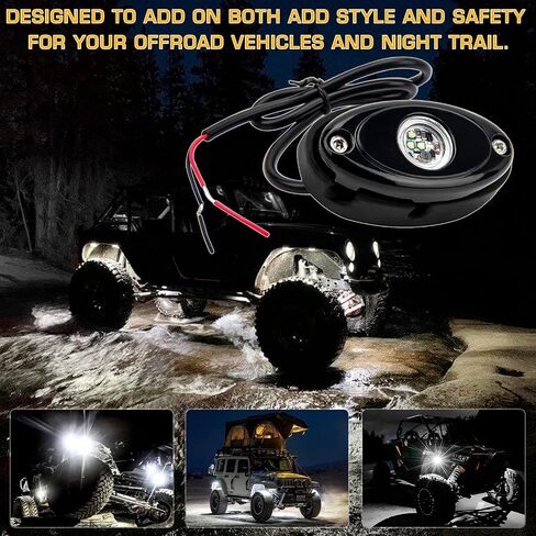 Rock Lights 4pcs White Rock Lights, Led Rock Lights for Jeep Truck Car Offroad ATV UTV SUV Boat Waterproof - 12V Rock Lights in Saudi Arabia