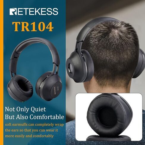 Retekess TR104 FM Radio Headphones, Radio Headset for Mowing, Digital Wireless Radio for Mowing, Walking, Riding, Powered by AAA Battery (Black) in Saudi Arabia