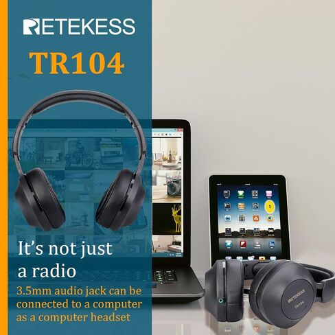 Retekess TR104 FM Radio Headphones, Radio Headset for Mowing, Digital Wireless Radio for Mowing, Walking, Riding, Powered by AAA Battery (Black) in Saudi Arabia