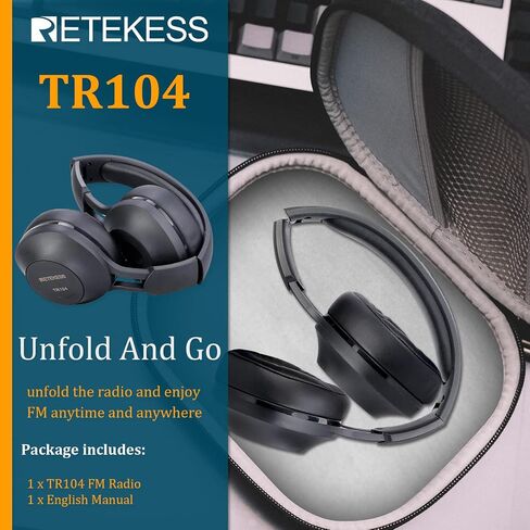 Retekess TR104 FM Radio Headphones, Radio Headset for Mowing, Digital Wireless Radio for Mowing, Walking, Riding, Powered by AAA Battery (Black) in Saudi Arabia