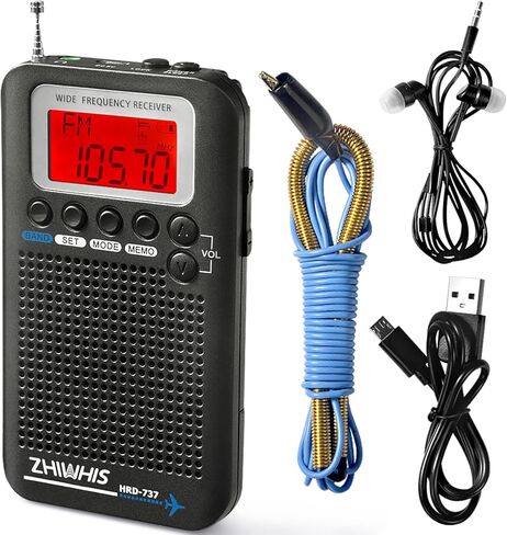 ZHIWHIS HRD-737 جهاز استقبال رقمي محمول كامل النطاق للطائرات/FM/AM/SW/CB/Air/VHF مع مؤقت للنوم وساعة منبه in Kuwait