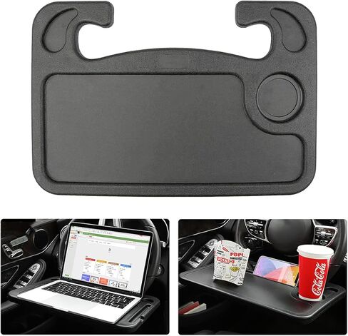 صينية عجلة قيادة 2 في 1 للسيارة، حامل طاولة مقعد السيارة على عجلة القيادة التلقائية لتناول الطعام، الكمبيوتر المحمول، الكمبيوتر اللوحي، iPad، الكمبيوتر المحمول، طاولة سفر السيارة، مناسبة لمعظم المركبات in Kuwait