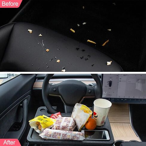 صينية عجلة قيادة 2 في 1 للسيارة، حامل طاولة مقعد السيارة على عجلة القيادة التلقائية لتناول الطعام، الكمبيوتر المحمول، الكمبيوتر اللوحي، iPad، الكمبيوتر المحمول، طاولة سفر السيارة، مناسبة لمعظم المركبات in Kuwait