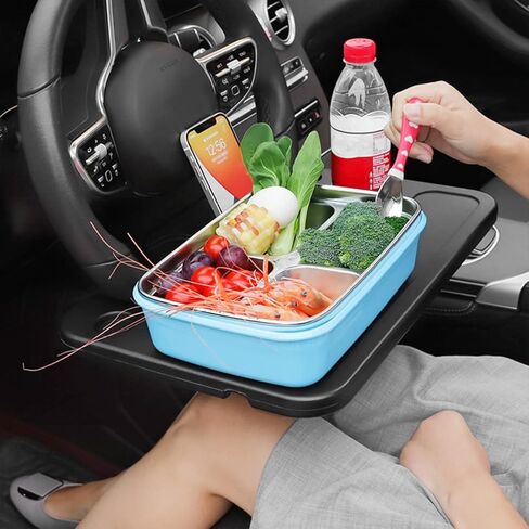 صينية عجلة قيادة 2 في 1 للسيارة، حامل طاولة مقعد السيارة على عجلة القيادة التلقائية لتناول الطعام، الكمبيوتر المحمول، الكمبيوتر اللوحي، iPad، الكمبيوتر المحمول، طاولة سفر السيارة، مناسبة لمعظم المركبات in Kuwait