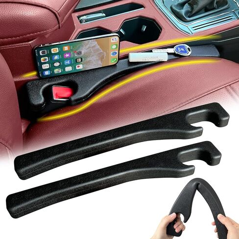 Car Seat Gap Filler - 2PCS Car Seat Organizer Car Seat Gap Filler Organizer Car Accessories Universal Fit Car Seat Gap Filler Seat Gap Organizer for Phones Wallet Cards (Black) in Kuwait