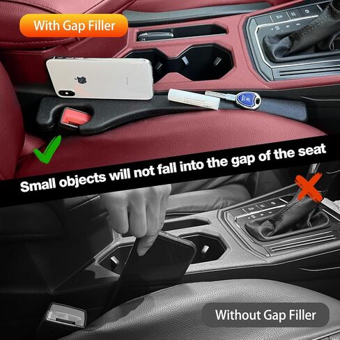 Car Seat Gap Filler - 2PCS Car Seat Organizer Car Seat Gap Filler Organizer Car Accessories Universal Fit Car Seat Gap Filler Seat Gap Organizer for Phones Wallet Cards (Black) in Kuwait