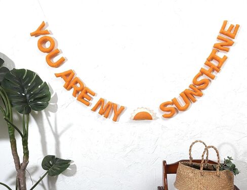 أنت My Sunshine Felt Garland - رسائل ثلاثية الأبعاد أنت My Sunshine ديكور الحائط، ديكور جدار الحضانة Boho، غرفة اللعب، فن جدار غرفة نوم الأطفال، هدية عيد ميلاد للأطفال in Saudi Arabia