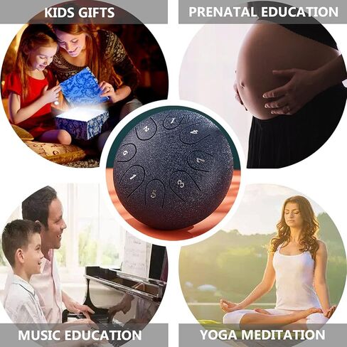 طبلة اللسان الفولاذية 8 ملاحظات 6 بوصات أدوات قرع يدوية طبلة الشفاء هدايا الآلات الموسيقية لعازفي الطبول المبتدئين والأطفال البالغين مع حقيبة سفر مبطنة (أزرق داكن) in Kuwait