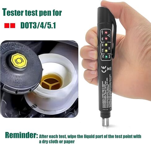 Brake Fluid Liquid Tester Pen, Brake Fluid Checker Brake Fluid Liquid Oil Tester Pen 5 Led Indicator Car Testing Tool Power Probe 3 with for Dot3/4/5 in Kuwait