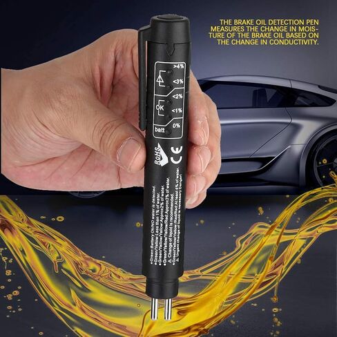Brake Fluid Liquid Tester Pen, Brake Fluid Checker Brake Fluid Liquid Oil Tester Pen 5 Led Indicator Car Testing Tool Power Probe 3 with for Dot3/4/5 in Kuwait
