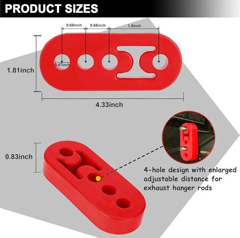 3 قطع كماشة إزالة شماعات العادم وشماعات العادم المطاطية لإزالة شماعات كاتم الصوت واستبدال جلبة عازل قابل للتعديل 4 فتحات عالمية (أحمر) in Kuwait
