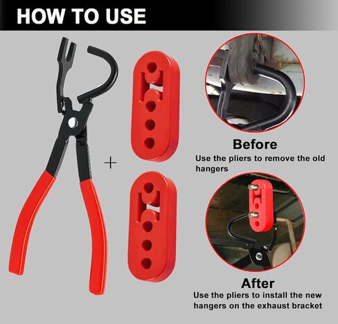 3 قطع كماشة إزالة شماعات العادم وشماعات العادم المطاطية لإزالة شماعات كاتم الصوت واستبدال جلبة عازل قابل للتعديل 4 فتحات عالمية (أحمر) in Kuwait