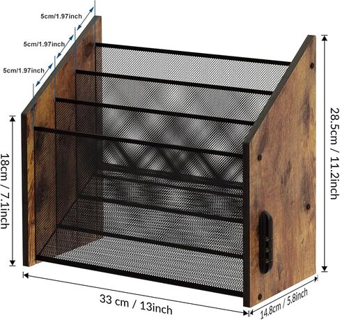 LUCYCAZ Vertical File Organizer - Triple File Holder, 3-Tier Wood Desk Organizer File Storage Paper Organizer for Desktop with Cable Manager, Desk File Sorter for Letters, Mails, Papers, Magazines in Kuwait