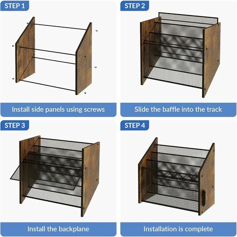 LUCYCAZ Vertical File Organizer - Triple File Holder, 3-Tier Wood Desk Organizer File Storage Paper Organizer for Desktop with Cable Manager, Desk File Sorter for Letters, Mails, Papers, Magazines in Kuwait