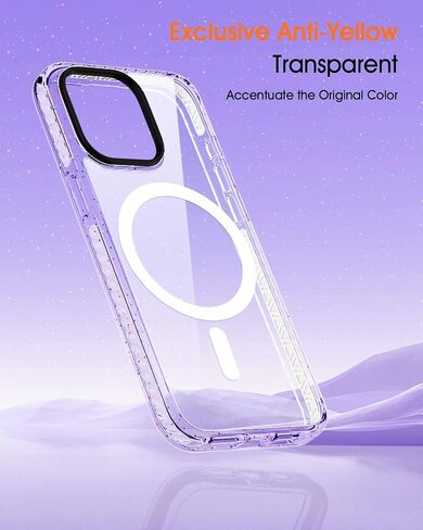 حافظة لهاتف iPhone 15 Pro Max، مغناطيسية ومقاومة للصدمات للغاية [واقي شاشة زجاجي] [حماية من الدرجة العسكرية بطول 12 قدم] [متوافق مع MagSafe] [غير أصفر] غطاء هاتف نحيف - 6.7 بوصة (2023)، وردي in Saudi Arabia