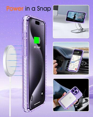 حافظة لهاتف iPhone 15 Pro Max، مغناطيسية ومقاومة للصدمات للغاية [واقي شاشة زجاجي] [حماية من الدرجة العسكرية بطول 12 قدم] [متوافق مع MagSafe] [غير أصفر] غطاء هاتف نحيف - 6.7 بوصة (2023)، وردي in Saudi Arabia