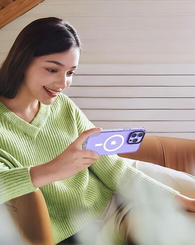 حافظة لهاتف iPhone 15 Pro Max، مغناطيسية ومقاومة للصدمات للغاية [واقي شاشة زجاجي] [حماية من الدرجة العسكرية بطول 12 قدم] [متوافق مع MagSafe] [غير أصفر] غطاء هاتف نحيف - 6.7 بوصة (2023)، وردي in Saudi Arabia