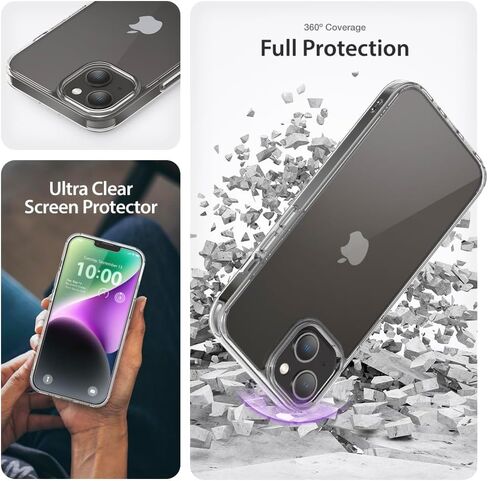 واقي شاشة لهاتف iPhone 14 [حزمة ممتازة] [تم اختبار السقوط من الدرجة العسكرية] [لا يصفر المصد] - حافظة شفافة + 3 عبوات من الزجاج المقسى (2022/6.1 بوصة) in Kuwait