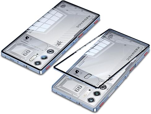 حافظة QUIETIP متوافقة مع Red Magic 9 Pro / 9 Pro+ Plus مع واقي شاشة، إطار معدني + غطاء خلفي من الزجاج المقوى الشفاف مع حماية للكاميرا مقاومة للصدمات، فضي in Saudi Arabia