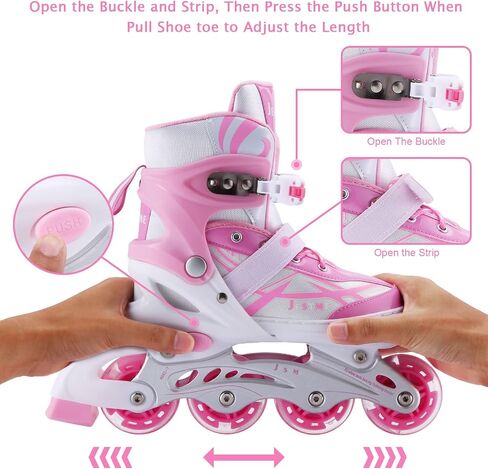 Adjustable Inline Skates for Girls Boys Beginners, Kids Roller Skates with All Illuminating Wheels in Saudi Arabia