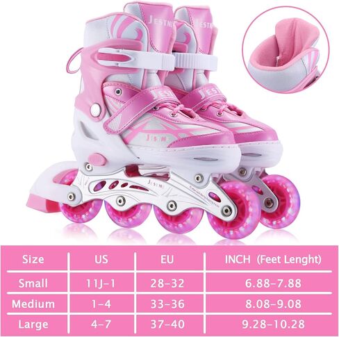 Adjustable Inline Skates for Girls Boys Beginners, Kids Roller Skates with All Illuminating Wheels in Saudi Arabia