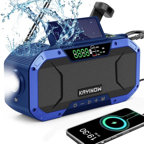 Emergency Radio Hand Crank Solar,Portable AM FM NOAA Weather Digital Radio,Waterproof Wind Up Rechargeable Radio with 5000mAh Battery Power,Flashlight Cell Phone Charger,Reading Lamp,Outdoor Survival in Saudi Arabia
