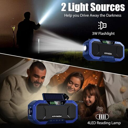 Emergency Radio Hand Crank Solar,Portable AM FM NOAA Weather Digital Radio,Waterproof Wind Up Rechargeable Radio with 5000mAh Battery Power,Flashlight Cell Phone Charger,Reading Lamp,Outdoor Survival in Saudi Arabia