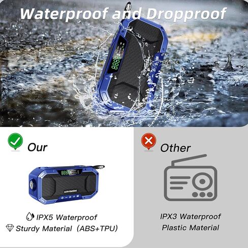 Emergency Radio Hand Crank Solar,Portable AM FM NOAA Weather Digital Radio,Waterproof Wind Up Rechargeable Radio with 5000mAh Battery Power,Flashlight Cell Phone Charger,Reading Lamp,Outdoor Survival in Saudi Arabia