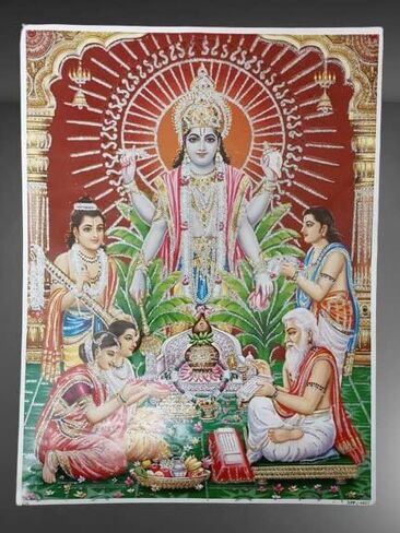 Satyanarayana Photo Vishnu Avtar Photo Satyanarayan Photo Satyanarayana Swamy Pooja Photo Diwali Dhanteras Size 16x12 Inch (Red) in Saudi Arabia