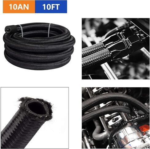 8AN 20FT Fuel Line Hose Kit, AN8 CPE Braided Nylon Fuel Line with 10PCS Swivel Fuel Hose Fitting Adapter Kit Black in Kuwait