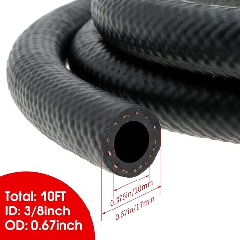 خرطوم خط الوقود 3/8 بوصة 10 قدم لزيت محرك الديزل الحيوي يعمل بالديزل والجازولين لمحركات أنظمة الوقود 10 أقدام 300 رطل لكل بوصة مربعة أسود in Kuwait