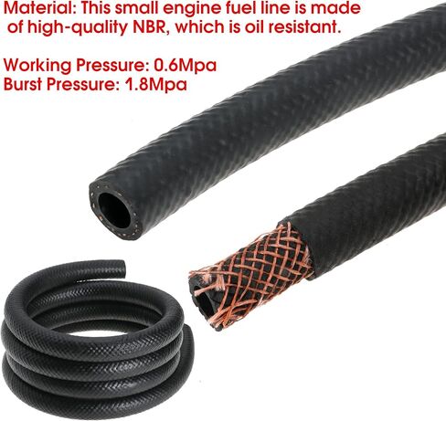 خرطوم خط الوقود 3/8 بوصة 10 قدم لزيت محرك الديزل الحيوي يعمل بالديزل والجازولين لمحركات أنظمة الوقود 10 أقدام 300 رطل لكل بوصة مربعة أسود in Kuwait