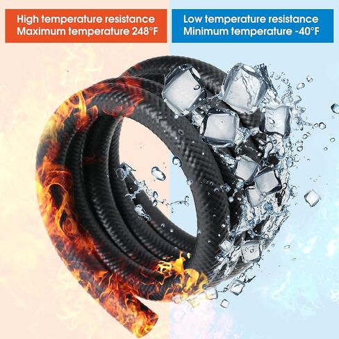 خرطوم خط الوقود 3/8 بوصة 10 قدم لزيت محرك الديزل الحيوي يعمل بالديزل والجازولين لمحركات أنظمة الوقود 10 أقدام 300 رطل لكل بوصة مربعة أسود in Kuwait