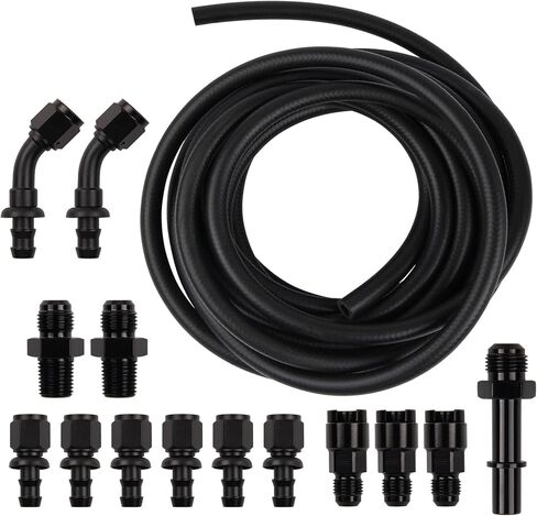 مجموعة خط الوقود 25FT 6AN 3/8 بوصة NBR خرطوم الوقود المطاطي EFI LS خط حقن الوقود مع 14 قطعة AN6 طقم محول تركيب خرطوم الوقود الدوار لمقايضات وتحويلات LS in Kuwait