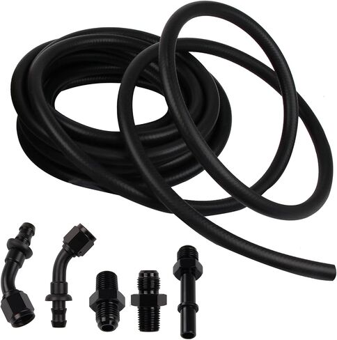 مجموعة خط الوقود 25FT 6AN 3/8 بوصة NBR خرطوم الوقود المطاطي EFI LS خط حقن الوقود مع 14 قطعة AN6 طقم محول تركيب خرطوم الوقود الدوار لمقايضات وتحويلات LS in Kuwait